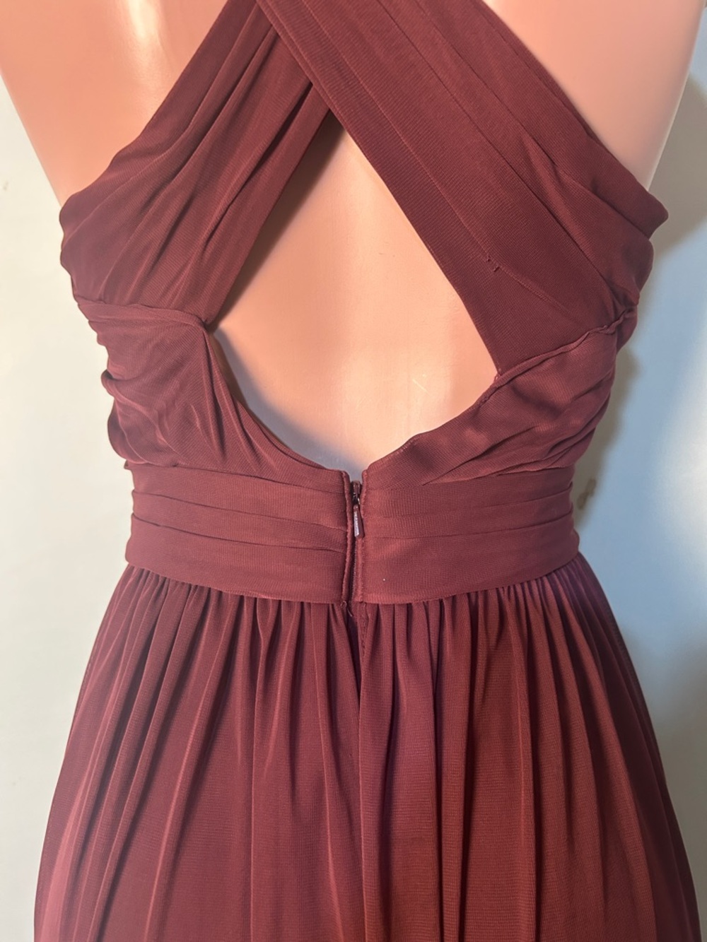 David’s Bridal Maxi Dress Burgundy Ruched Sleeveless Women's Size 12 - Picture 11 of 14